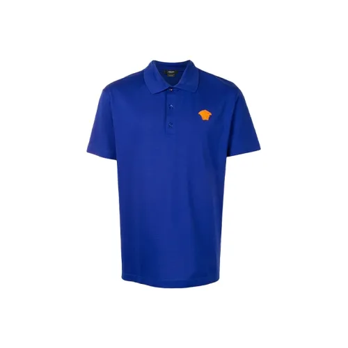 VERSACE Мужская поло рубашка синего цвета