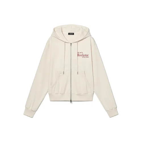 JOEGUSH Smile Rockstar Hoodie ZIP UP Hoodie Unisex Ivory Ivory
