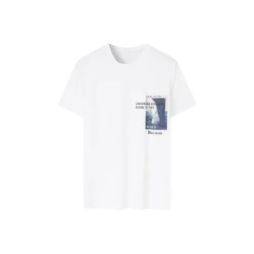 CAIZI Белая Мужская T-Рубашка