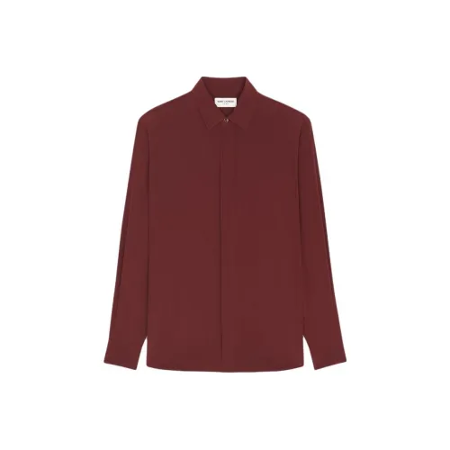 SAINT LAURENT Yves Ожерелье-чокер Классический Рубашка В Китайском Крепе Рубашка Мужская Красная
