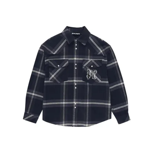 PALM ANGELS SS24 Рубашка Мужская Морской Синий