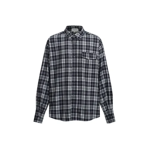 11ESTRANGER ASTRANGER Рубашка Унисекс Темно-синяя Клетка
