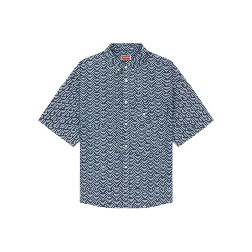 KENZO SS24 Рубашка Мужская Джинсово-Синий
