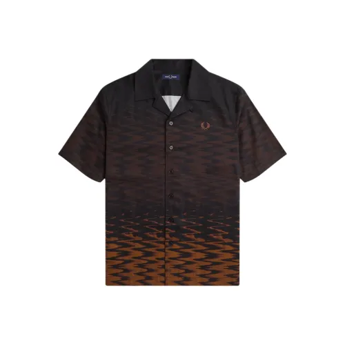 FRED PERRY Волна Graphic Revere Ожерелье-чокер Рубашка Мужской Черный
