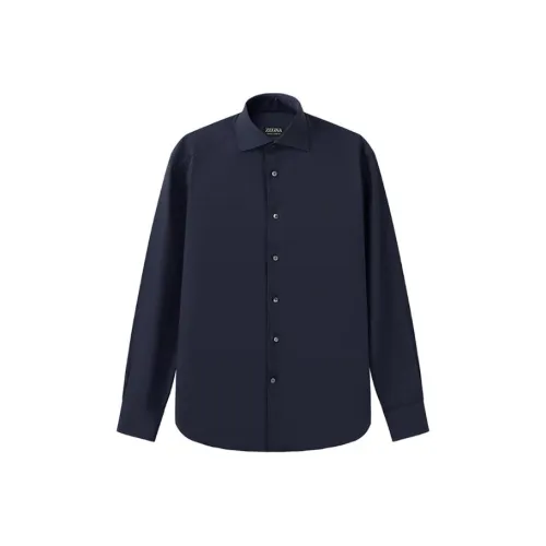 Ermenegildo Zegna Темно-синие мужские рубашки