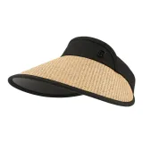 Новинка: Плетеная соломенная шляпа с визором, солнцезащитная (черно-коричневая)