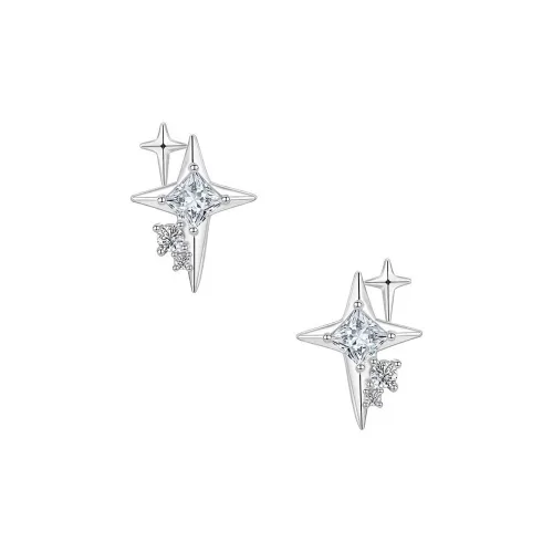 B Z Copper Alloy Stud Earrings Unisex Silver B Z Медный Сплав Серьги-гвоздики Унисекс Серебряный