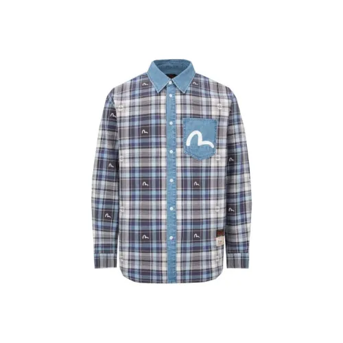 EVISU Джинсовый Синий Мужские Рубашки