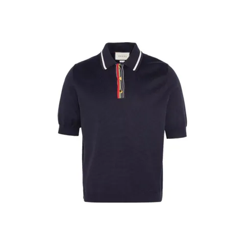 GUCCI Темно-синяя мужская рубашка поло