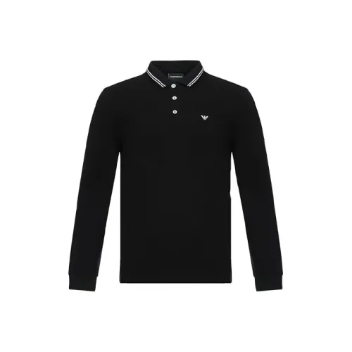 EMPORIO ARMANI Мужская поло рубашка черного цвета