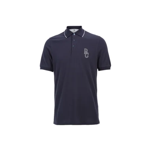 BRUNELLO CUCINELLI Темно-синий Мужская рубашка polo