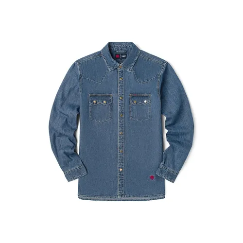 Ли совместный модель SS22 Однотонный Животный узор Геометрический узор Джинсовая рубашка Весенний Осенний Мужской Средний Светло-синий