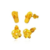 Серьги-гвоздики (две пары) - шлепанцы + цветочный арочный