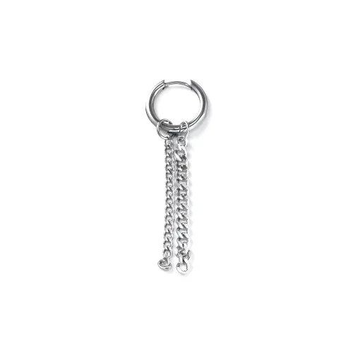 DWCP Титановая сталь Fashion Elegant Asymmetrical Chain Fringe Серьги-кольца Унисекс