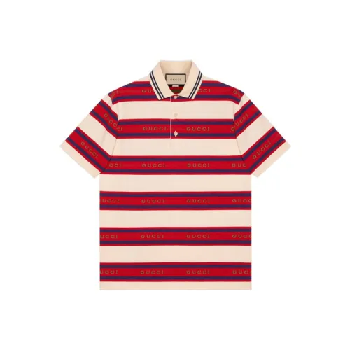 GUCCI Поло Мужское Красные и Белые Полосы