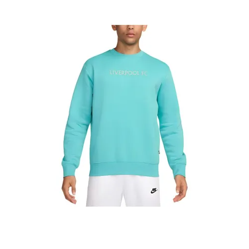 nike LiverpoolFC Клуб Толстовка Мужская Выстиранный Синий Зеленый Металл Серебряный