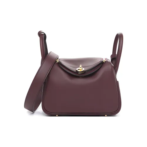 HERMES Lindy Swift Кожа Сумка через плечо Мини Женская 57Бордо Бордовый Красный