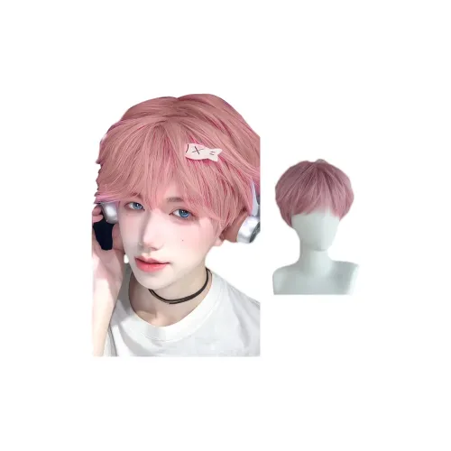 GLUNA Розовый Мужской Короткие волосы Корейский стиль Handsome Парики
