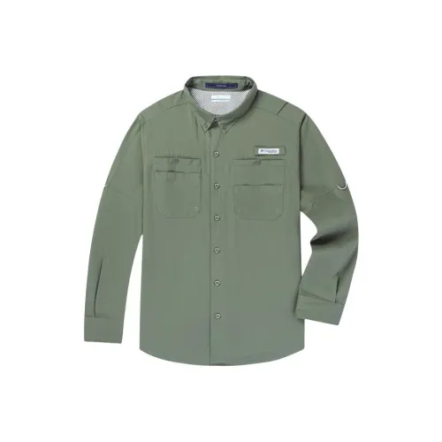 Columbia совместный бренд PFG SS24 Рубашка Мужская Зеленая