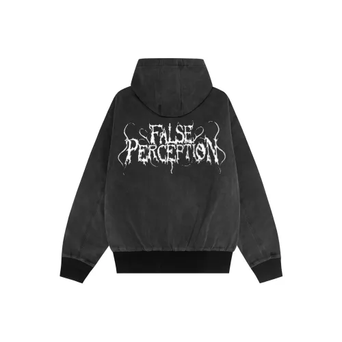 False Perception Куртки Пальто Унисекс Выстиранный Черный