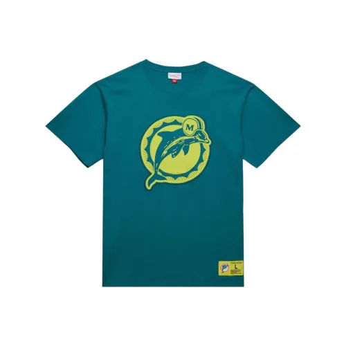 MITCHELL NESS x NFL Аква Майами Dolphins Неон Найтс Премиум T-Рубашка T-Рубашка Мужская Озерный Зеленый