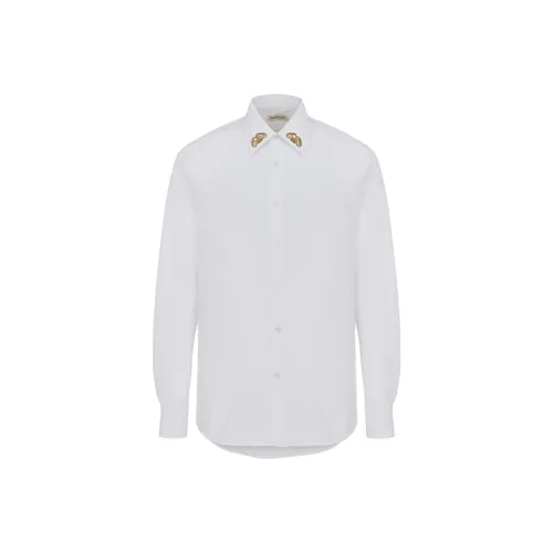 Alexander McQueen Вышитая рубашка с воротником-стойкой мужская оптический белый