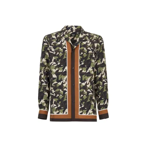 FENDI Рубашка Мужская Камуфляж Зеленый