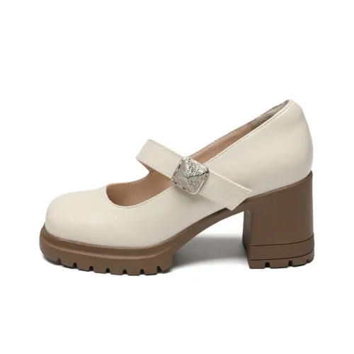 ZHR Туфли на высоком каблуке с грубым каблуком, стиль Мэри Джейн, 7 см, женские