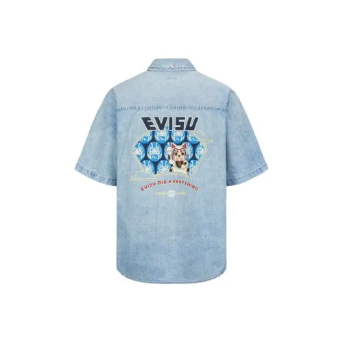 EVISU Джинсовый Синий Мужские Рубашки