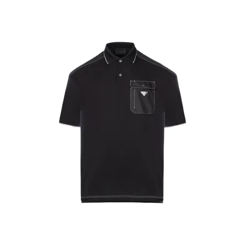 PRADA Мужская поло черного цвета