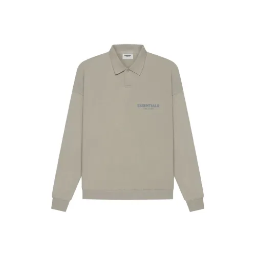 Fear Of God Essentials SS21 Длинный рукав Французский терри Поло Лесной мшистый Унисекс Лесной мшистый