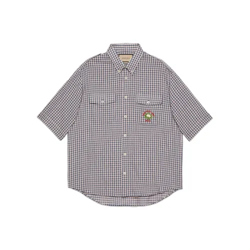 GUCCI Мужские рубашки синего и красного цвета