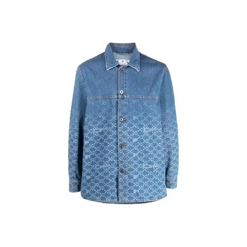Off Белый SS22 Синий Мужские Рубашки