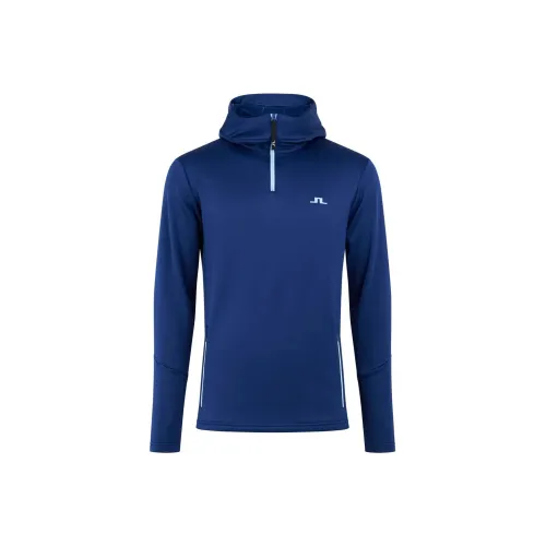 J.Lindeberg AERIAL Quater Hooded Sweatshirt Men's Blue J.Lindeberg AERIAL Quater Свитшот с капюшоном Мужской Синий