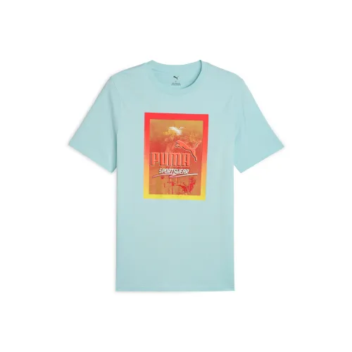 PUMA Basic GRAPHICS T-Shirt Мужской Тропический Озерно-голубой 22