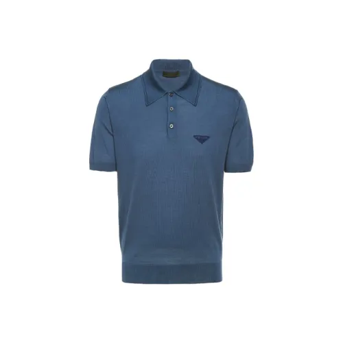 PRADA Мужская поло синего цвета