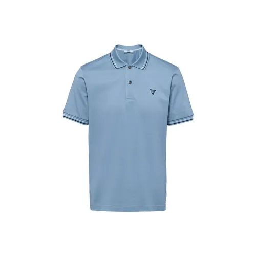 PRADA Мужская поло синего цвета