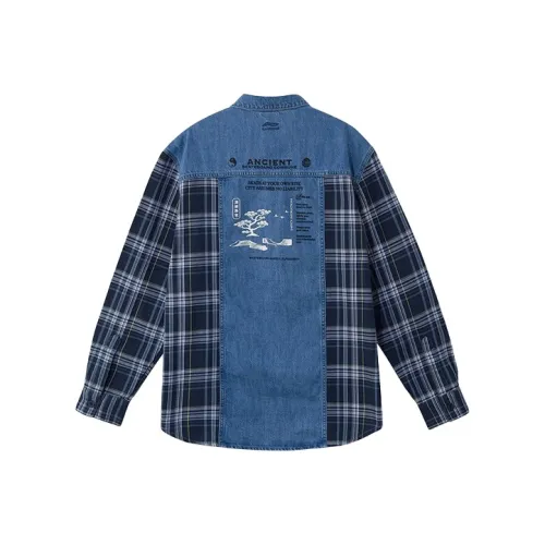 LINING Sports Trend Series Рубашка Осенняя Унисекс Синяя