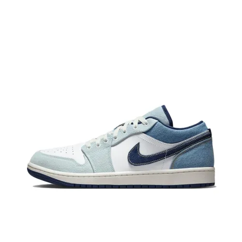Jordan Air Jordan 1 Винтажные баскетбольные кроссовки Low Топ Белый/синий Мужские