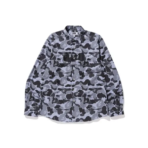 A BATHING APE BAPE® x COMME des GARÇONS Синий Черный Мужские Рубашки