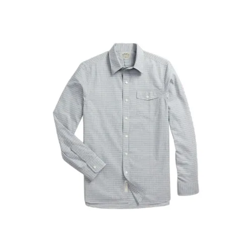 DOUBLE RL Slim Fit Рубашка из трикотажной ткани в клетку Мужская Синяя