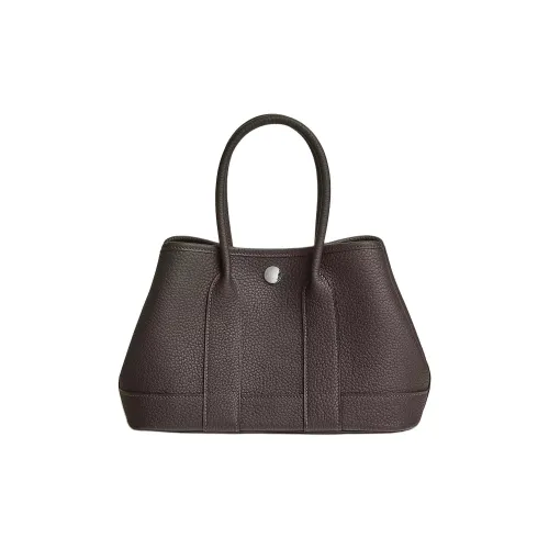 HERMES Холст Телячья кожа Садовая сумка Одно плечо Сумка Мини Женская 46 Ebene Эбеновый