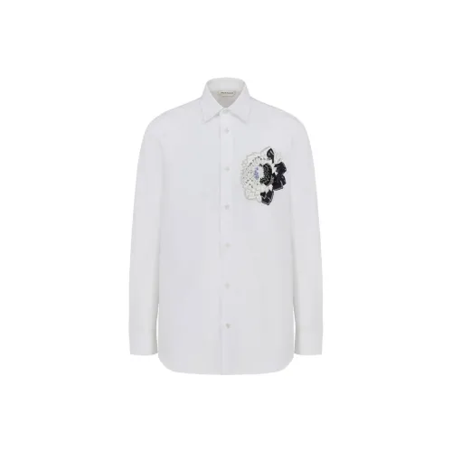 Alexander McQueen Голландский Цветочный Дизайн Повседневная Рубашка Optic White Shirt Мужская Белая