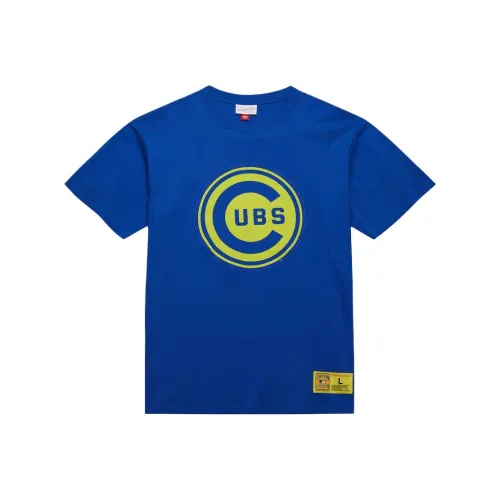 MITCHELL NESS x MLB Base Logo Cubs Chicago Bear Team PLEASURES Neon Nights Premium T-Shirt Мужская Royal Blue