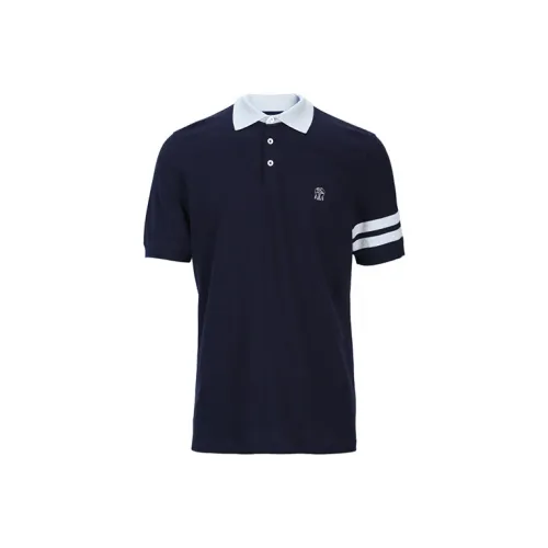 BRUNELLO CUCINELLI Темно-синий Мужская рубашка polo