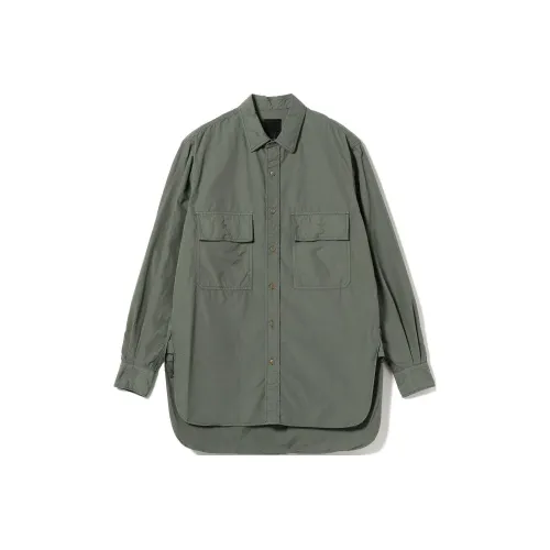 BEAMS Lights HUM VENT ALGA Рубашка Мужская Зеленая