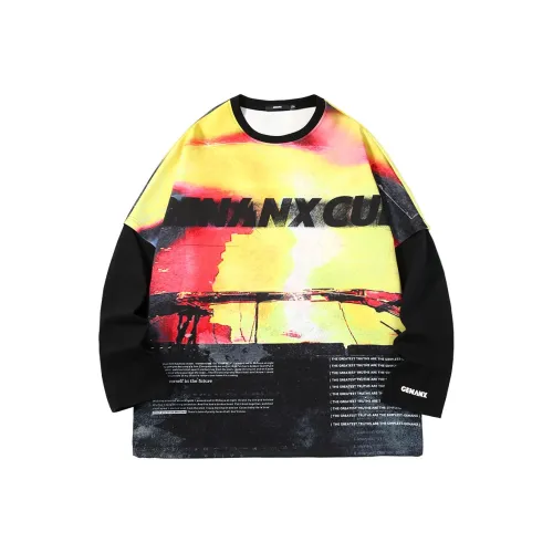 GENANX Черный Желтый С принтом Мужские Свитшоты