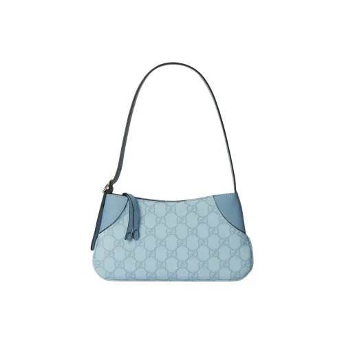 GUCCI GG Emblem Ткань с покрытием кожа вставки обметка сумка через плечо Extra Mini женский светло-синий