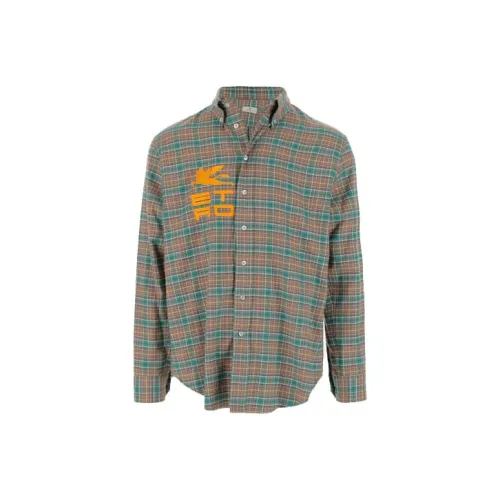 ETRO Зеленые Мужские Рубашки