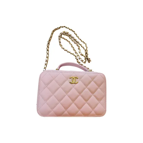CHANEL Телячья кожа Коробка Сумка Косметичка Сумка через плечо Сумка для женщин Розовая
